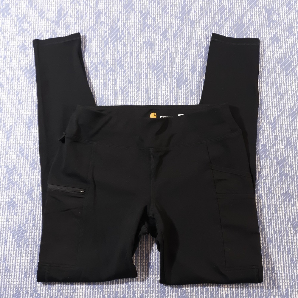 Carhartt Force Fitted Leggings Black Womens Size S 4/6 Tall Utility Pockets
